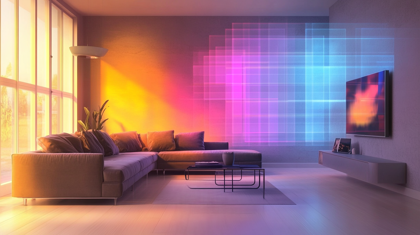 AR-Visualisierung eines neuen Regals in einem Wohnzimmer